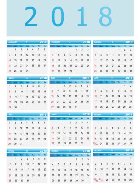 Şablon takvim-2018