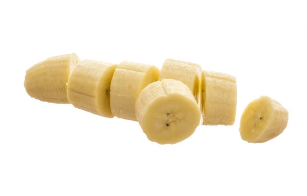 Bananenschijfjes Geïsoleerd Een Witte Achtergrond — Stockfoto