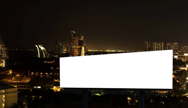 Blank Billboard Night Time Can Used Display Your Products Promotional — Stock Photo, Image