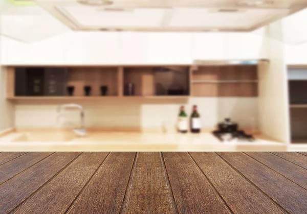 Wood Table Top Blur Background Kitchen Can Used Display Your — Stock Photo, Image