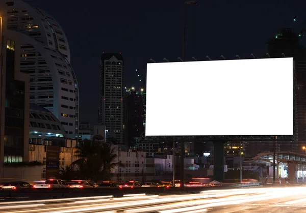 Puste Billboard Autostradzie Puste Billboard Świetle Zmierzchu Puste Billboard Tle — Zdjęcie stockowe