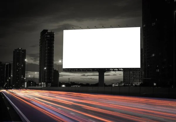 Puste Billboard Autostradzie Puste Billboard Świetle Zmierzchu Puste Billboard Tle — Zdjęcie stockowe