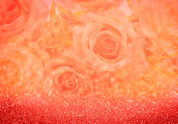 Пригласительный Билет Боке Букет Роз Шаблон Свадебной Открытки Цветочный Фон — стоковое фото