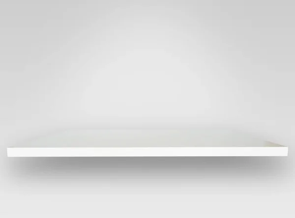 Prateleiras Brancas Vazias Com Luz Cima Para Exibição Produtos Publicidade — Fotografia de Stock