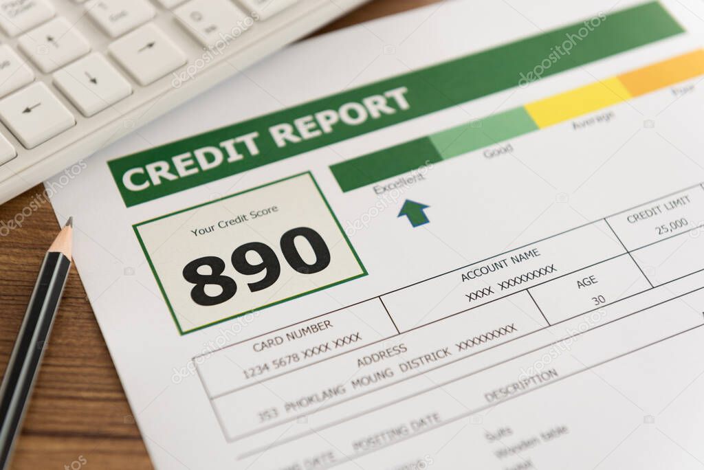 credit score report is excellent showing good debt history.