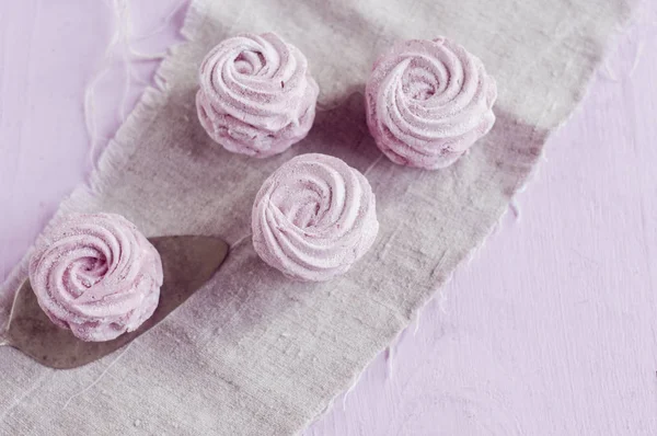 Marshmallow Baga Colocação Chata Guardanapo Cinza Com Espaço Livre Texto — Fotografia de Stock