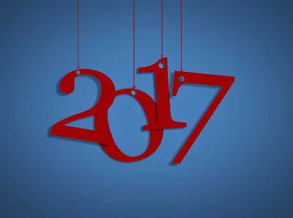 Red happy new year 2017 and blue background. — Stock Photo, Image