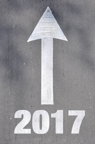 Arrow on asphalt road written word 2016  . — Stock Photo, Image