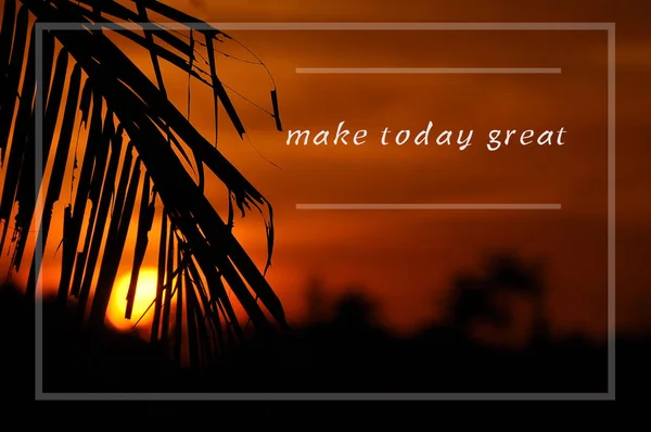 Inspirational motivating quote on silhouette of coconut frond to — Stock Photo, Image