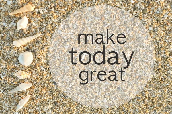 Inspirational motivating quote on sand with seashell at the beac — Stock Photo, Image