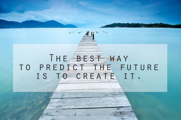 Inspirational motivating quote on long exposure of wooden jetty 