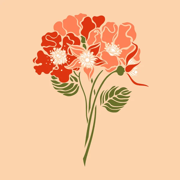 Nypon, wild rose. Rosales. Bukett av blommor. Botaniska illustration. Vektor. — Stock vektor