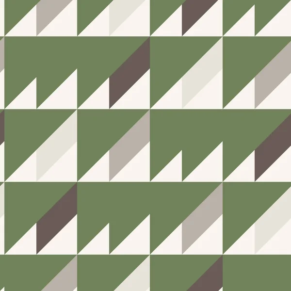 회색, 갈색, 흰색, 녹색 색상에서 완벽 한 패턴입니다. 기하학 모양: 삼각형, 사각형, 사각형. 벡터 일러스트 레이 션. — 스톡 벡터
