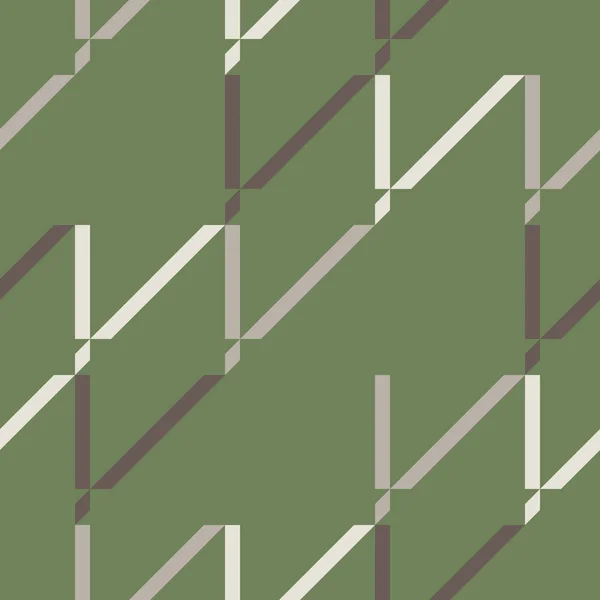 Modello senza cuciture nei colori grigio, marrone, bianco, verde. Forme geometriche: triangolo, quadrato, rettangolo. Illustrazione vettoriale . — Vettoriale Stock