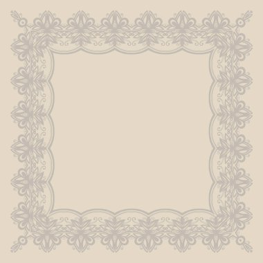 Çerçeve çiçek süslemeli İngiliz tarzı. Bej rengi. Tasarım şablonu. Kartı sınır. Vektör çizim.
