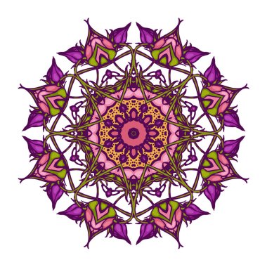 Bitkisel Mandala. Çiçekler. Vektör çizim.