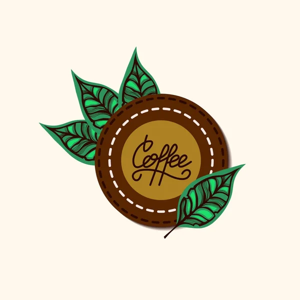 Rótulo para café. Folhas de café e letras Café. Modelo para o seu design. Adesivo. Ilustração vetorial . —  Vetores de Stock