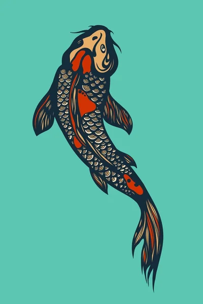 Koi karp. Kinesiska symbolen för överflöd. Vektorillustration. — Stock vektor