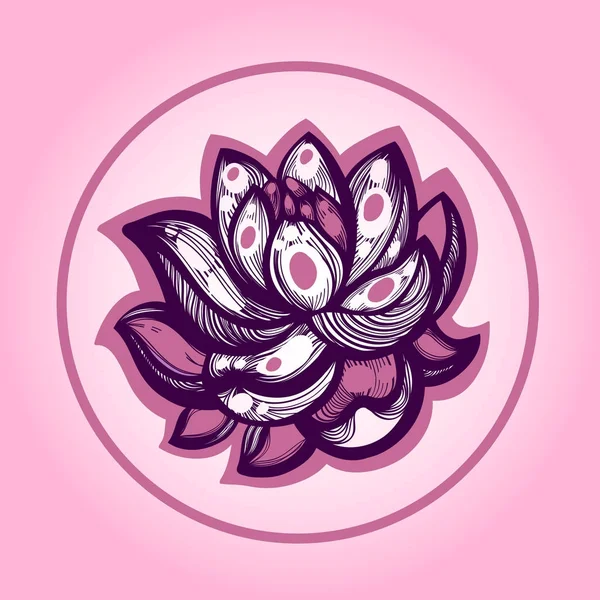Lotus. Nelumbo. Blume isoliert auf hellem Hintergrund. -Logo. Etikett. Vektorillustration. Handgezeichnet. — Stockvektor