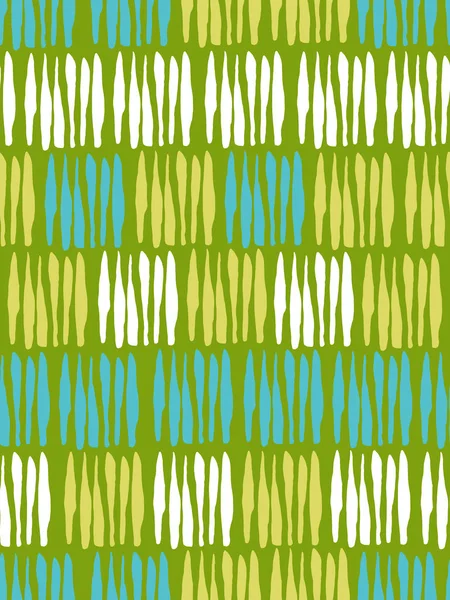 Бесшовный узор в стиле эскиза. Белые, желтые, синие полосы на зеленом фоне. Ручные чернила. Современный минимализм. Векторная иллюстрация . — стоковый вектор
