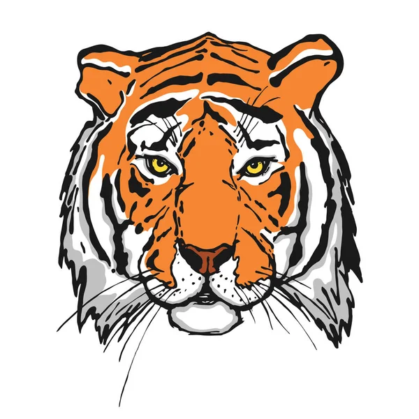 Tigre. Testa. Animali selvatici. Il logo per il tuo design. Disegnato a mano . — Vettoriale Stock