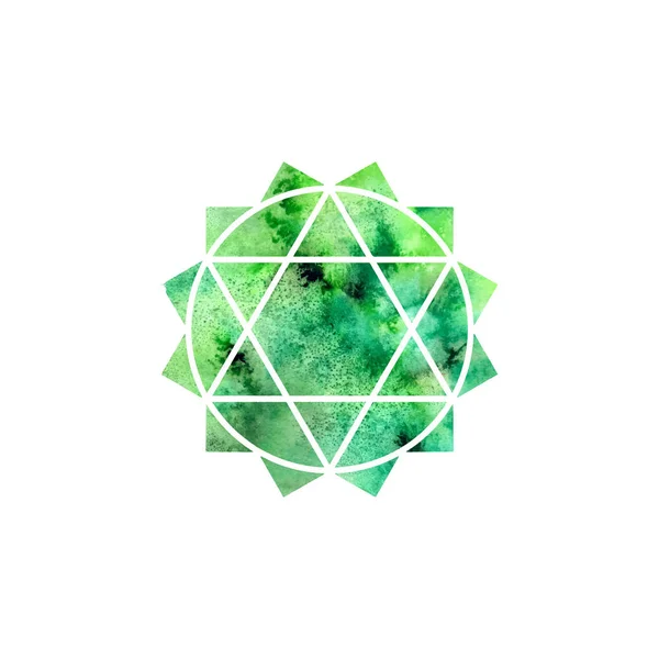 Anahata chakra. Geometria Sacra. Uno dei centri energetici del corpo umano. Oggetto per il design destinato allo yoga. Illustrazione vettoriale . — Vettoriale Stock