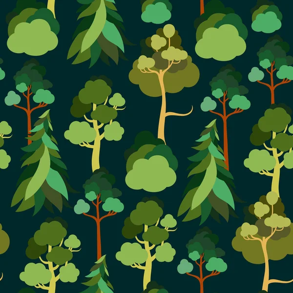 День Земли. Бесшовный рисунок с деревьями на фоне неба. Сосна, ель, липа, береза. Экология. Векторная иллюстрация . — стоковый вектор