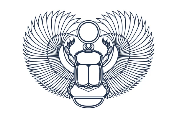 Böceği böcek kanatları, güneş ve hilal. Antik Mısır kültürü. Tanrı Khepri güneş sabah şafak. Amblem, logo. Beyaz arka plan üzerinde izole nesne. Vektör çizim.