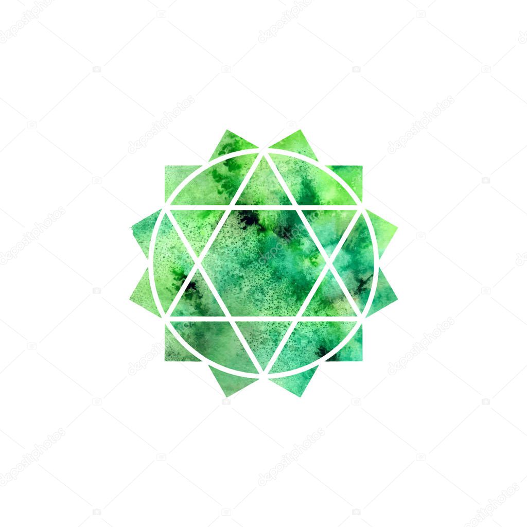 Anahata chakra. Sacred Geometry. One of the energy centers in the human body. Object for design intended for yoga. Vector illustration.