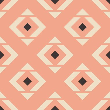 Edikula ve bej, kahverengi ve pembe üçgen ile Seamless modeli. Vektör çizim.