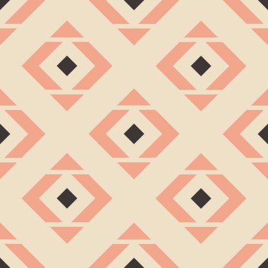 Edikula ve bej, kahverengi ve pembe üçgen ile Seamless modeli. Vektör çizim.