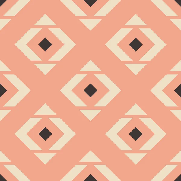 Rhombuses와 베이 지, 브라운, 분홍색 삼각형 완벽 한 패턴입니다. 벡터 일러스트 레이 션. — 스톡 벡터