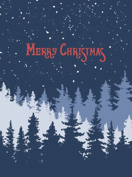 Mutlu Noeller. Bir orman ve bir gece gökyüzü ile bir poster. Vektör çizim.