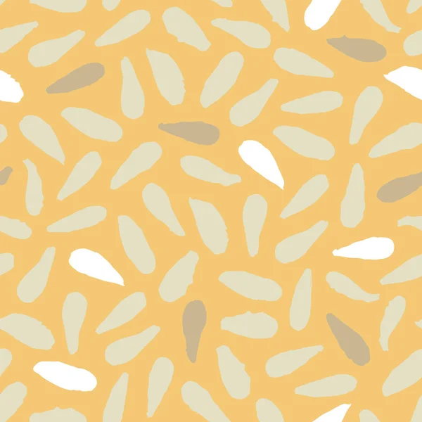 종자와 곡물 완벽 한 패턴입니다. 백색 및 베이지색 노란 배경입니다. 핸드 그린입니다. 벡터 일러스트 레이 션. — 스톡 벡터