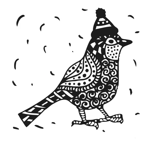 クリスマス帽子グラフィックス Zentagle ロビン鳥 — ストックベクタ