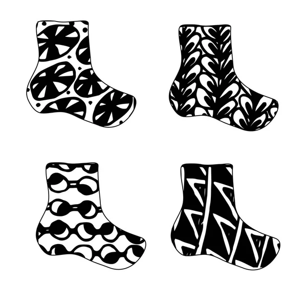 Набор векторной иконки рождественских носков в стиле зенталя — стоковый вектор