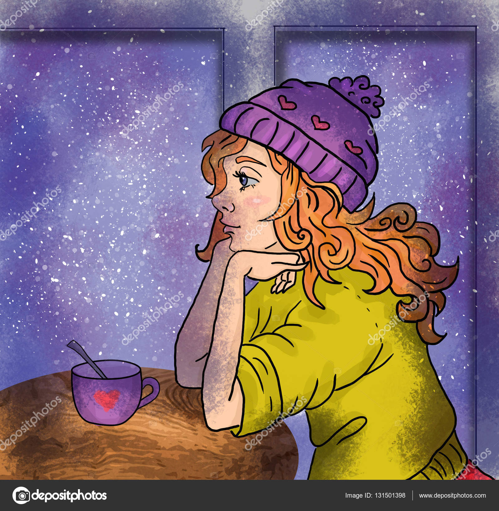 Cute Winter Cartoon Girl Woman With Cup Stock Photo Image By C Alexandrafenec 131501398 https depositphotos com 131501398 stock photo cute winter cartoon girl woman html