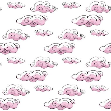 Kumaş ve dekor için kusursuz desen, bulut sanatı arkaplan tasarımı