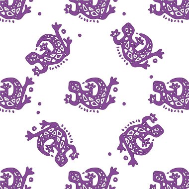 Vektör kertenkelelerin tribal ile Seamless Modeli