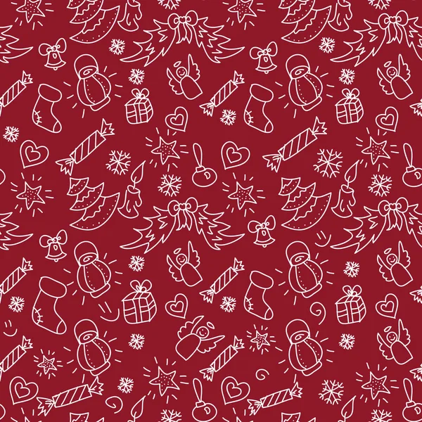 Christmas kırmızı arka plan elle çizilmiş. kırmızı beyaz özetliyor