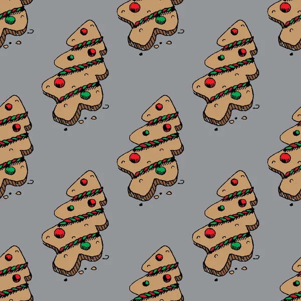 Modèle de Noël avec biscuits au pain d'épice — Image vectorielle