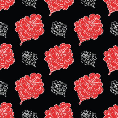 Köknar koniler ile Seamless modeli. Şirin dekoratif tasarım kış tatil - Noel ve yeni yıl kutlamak için. Xmas semboller ve öğeleri siyah zemin üzerinde.