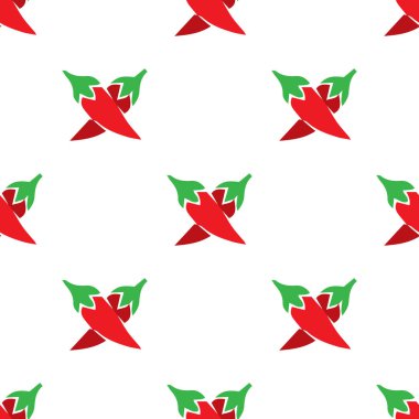 Dikişsiz desen klasik kırmızı biber biber. Beyaz arka plan üzerinde izole.