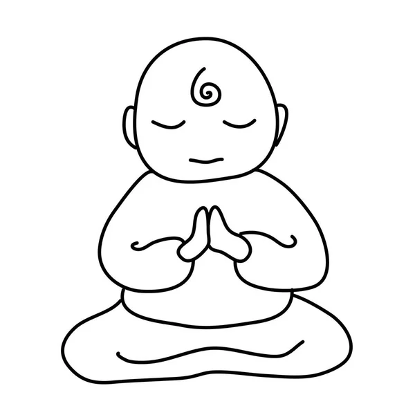 Budist keşiş kutsal kişilerin resmi. Budist keşiş vektör simgesi web tasarımı için karikatür çizimi