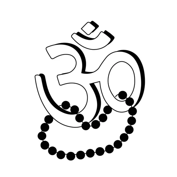 Om aum - Symbol des Hinduismus flache Ikone mit Perlen — Stockvektor