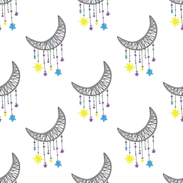 Tatil arka plan, seamless modeli ile Altın yıldızlar ve ay.