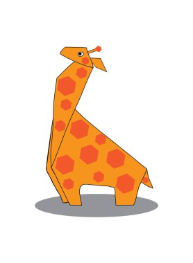 Beyaz arka plan üzerinde 2D katlama origami zürafa kağıt