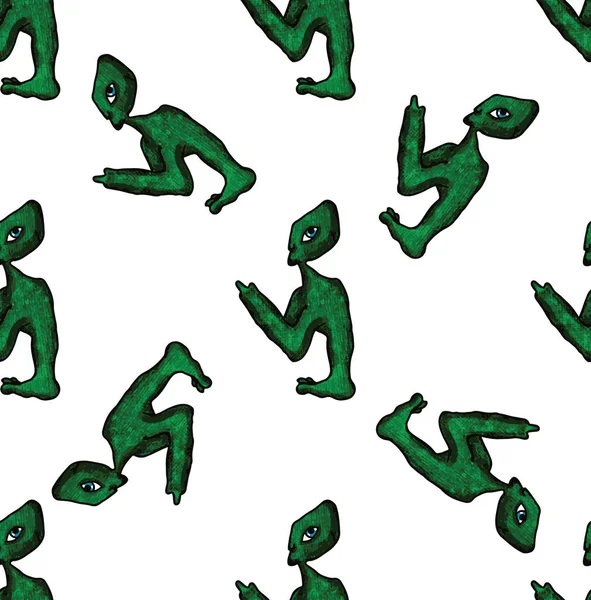Seamless doodle pattern. alien. vector illustration — Stock Vector