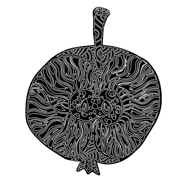 Pomme. Illustration vectorielle dans le style de zentangle, gribouillis, ethnique, dessin tribal . — Image vectorielle