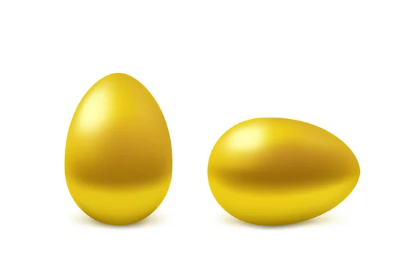 Two vector realistic golden eggs. — Stock Vector